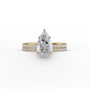 The Eleanor Set With A 1.5 Carat Pear 18K Yellow Gold Lab Diamond