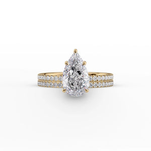 The Pave Eleanor Set With A 1.5 Carat Pear 18K Yellow Gold Lab Diamond