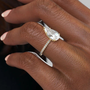 The Pave Eleanor Set With A 1.5 Carat Pear 14K Yellow Gold Lab Diamond