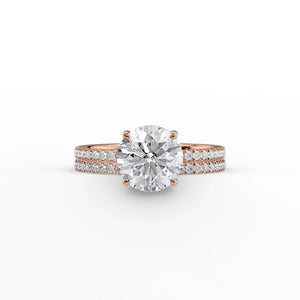 The Pave Eleanor Set With A 1 Carat Round 14K Rose Gold Lab Diamond