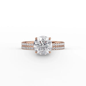 The Eleanor Set With A 1 Carat Round 14K Rose Gold Lab Diamond