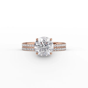 The Pave Eleanor Set With A 2 Carat Round 14K Rose Gold Lab Diamond