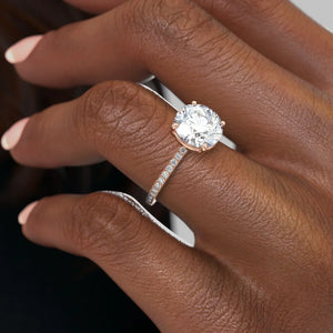 The Eleanor Set With A 1.5 Carat Round 14K Rose Gold Lab Diamond