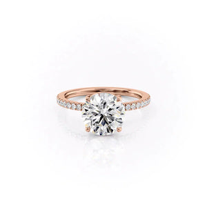 The Eleanor Set With A 1 Carat Round 14K Rose Gold Lab Diamond