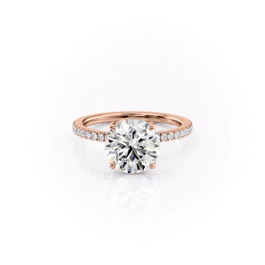 The Pave Eleanor Set With A 1 Carat Round 14K Rose Gold Lab Diamond