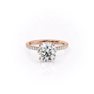 The Pave Eleanor Set With A 1 Carat Round 14K Rose Gold Lab Diamond
