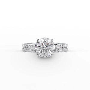The Pave Eleanor Set With A 1 Carat Round 18K White Gold Lab Diamond