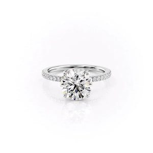 The Eleanor Set With A 2.5 Carat Round 14K White Gold Lab Diamond