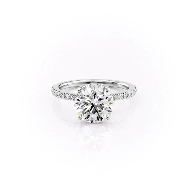 The Pave Eleanor Set With A 2.5 Carat Round 14K White Gold Lab Diamond