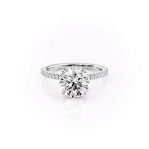 The Pave Eleanor Set With A 1.5 Carat Round 14K White Gold Lab Diamond