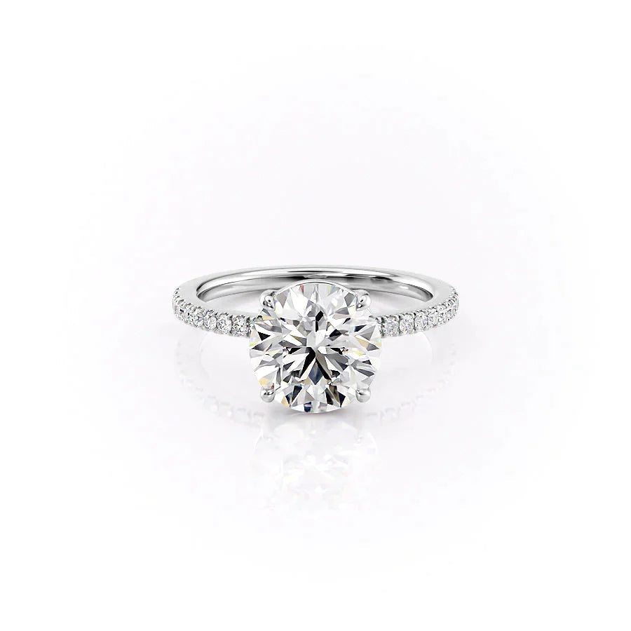 The Pave Eleanor Set With A 1.5 Carat Round 18K White Gold Lab Diamond