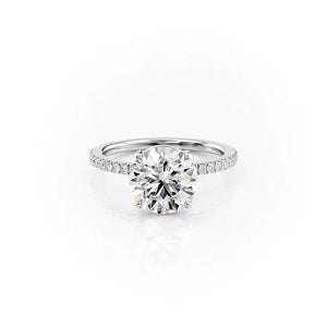 The Pave Eleanor Set With A 2.5 Carat Pear 18K White Gold Lab Diamond