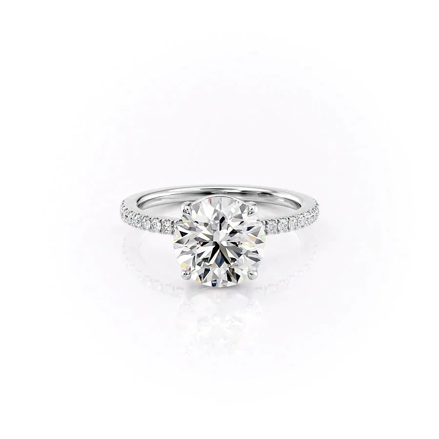 The Eleanor Set With A 2.5 Carat Round 18K White Gold Lab Diamond