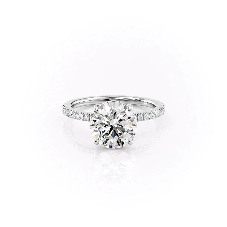 The Pave Eleanor Set With A 1 Carat Round 18K White Gold Lab Diamond