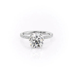 The Pave Eleanor Set With A 1 Carat Round 18K White Gold Lab Diamond