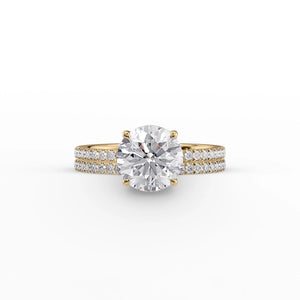 The Pave Eleanor Set With A 2.5 Carat Round 18K Yellow Gold Lab Diamond