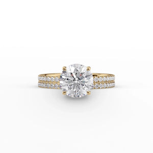 The Eleanor Set With A 3 Carat Round 14K Yellow Gold Lab Diamond