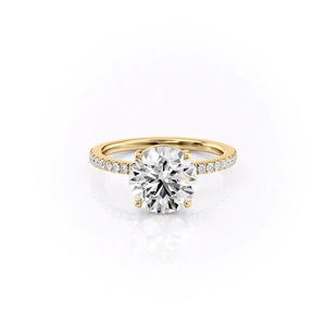 The Eleanor Set With A 2 Carat Round 18K Yellow Gold Lab Diamond