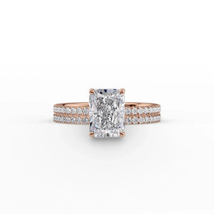 The Eleanor Set With A 1.5 Carat Radiant 14K Rose Gold Lab Diamond