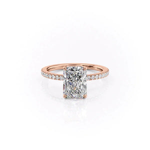 The Pave Eleanor Set With A 1.5 Carat Radiant 14K Rose Gold Lab Diamond