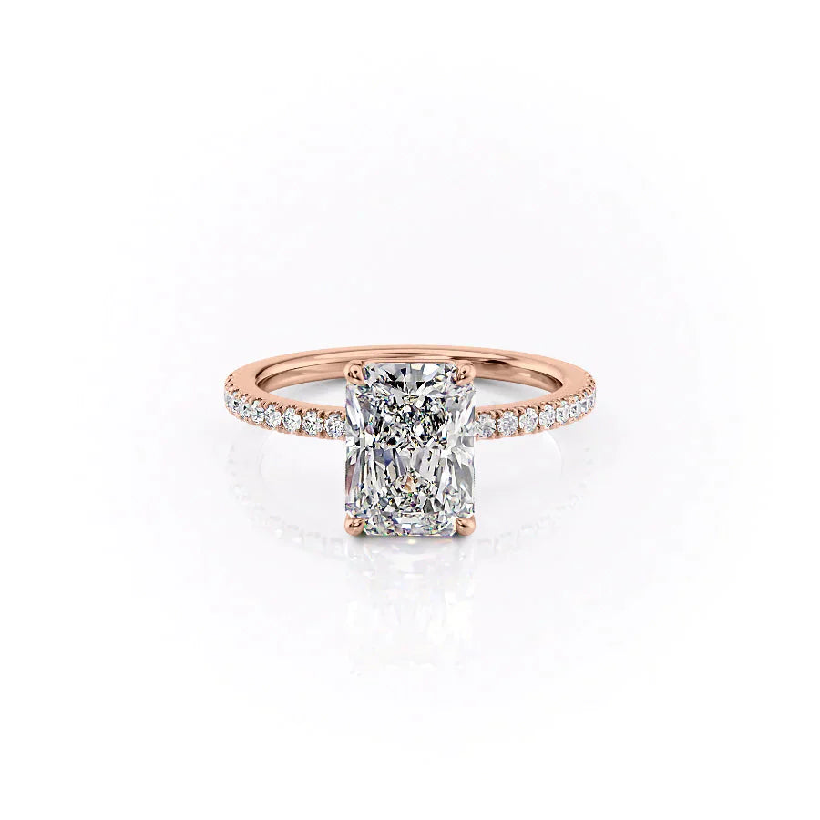 The Eleanor Set With A 1 Carat Radiant 14K Rose Gold Lab Diamond