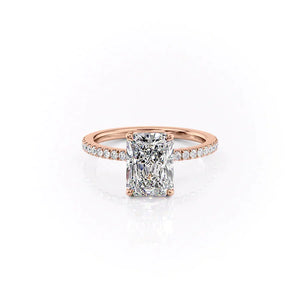 The Eleanor Set With A 2 Carat Radiant 14K Rose Gold Lab Diamond