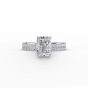 The Eleanor Set With A 2 Carat Radiant 14K White Gold Lab Diamond