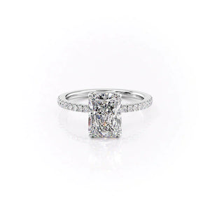 The Eleanor Set With A 2 Carat Radiant 14K White Gold Lab Diamond