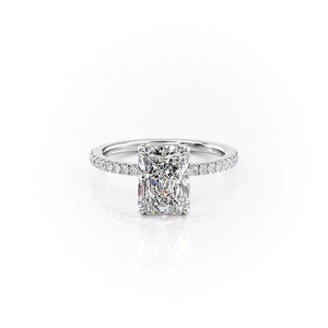 The Pave Eleanor Set With A 2 Carat Radiant 18K White Gold Lab Diamond