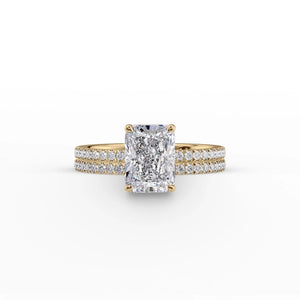 The Pave Eleanor Set With A 1 Carat Radiant 14K Yellow Gold Lab Diamond