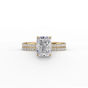 The Pave Eleanor Set With A 2 Carat Radiant 18K Yellow Gold Lab Diamond