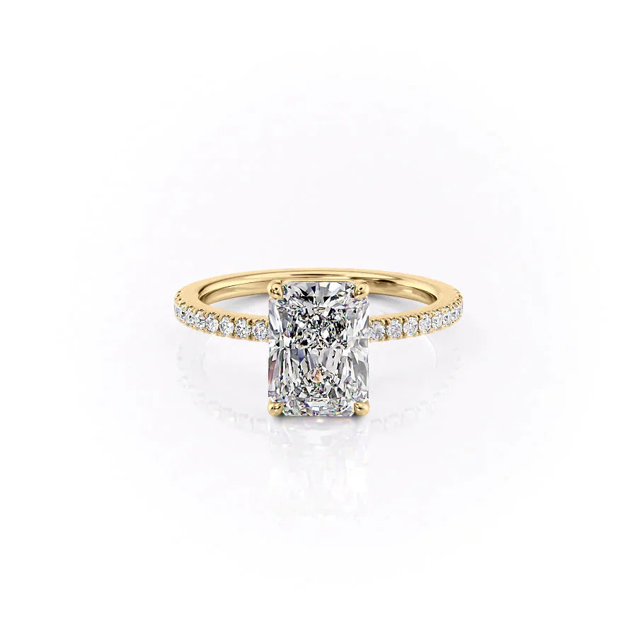 The Eleanor Set With A 2.5 Carat Radiant 14K Yellow Gold Lab Diamond