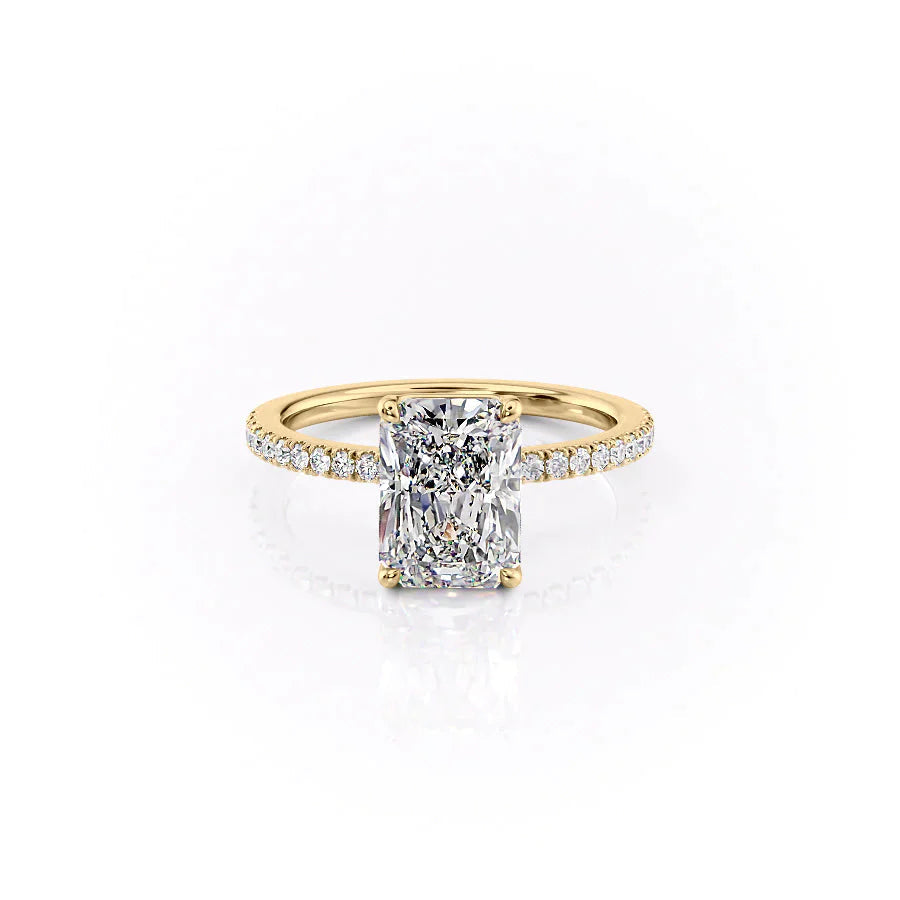 The Pave Eleanor Set With A 1.5 Carat Radiant 14K Yellow Gold Lab Diamond