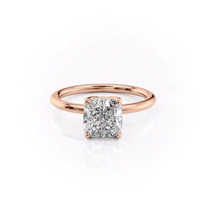 The Pave Alison Set  With A 1.5 Carat Cushion 14K Rose Gold Moissanite