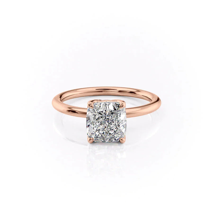 The Pave Alison Set  With A 1 Carat Cushion 14K Rose Gold Moissanite