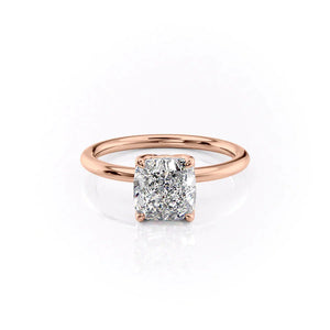 The Pave Alison Set  With A 1 Carat Cushion 14K Rose Gold Moissanite