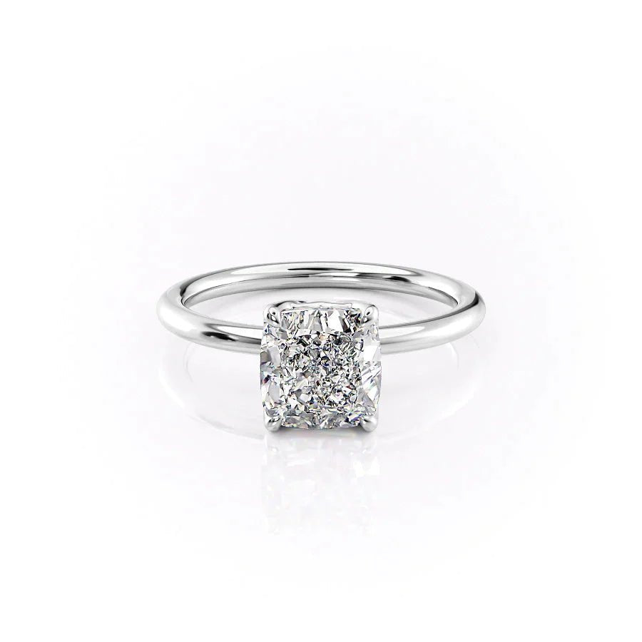 The Pave Alison Set  With A 2.5 Carat Cushion 18K White Gold Moissanite