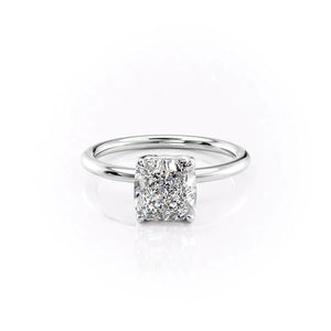 The Pave Alison Set  With A 1.5 Carat Cushion 14K White Gold Moissanite