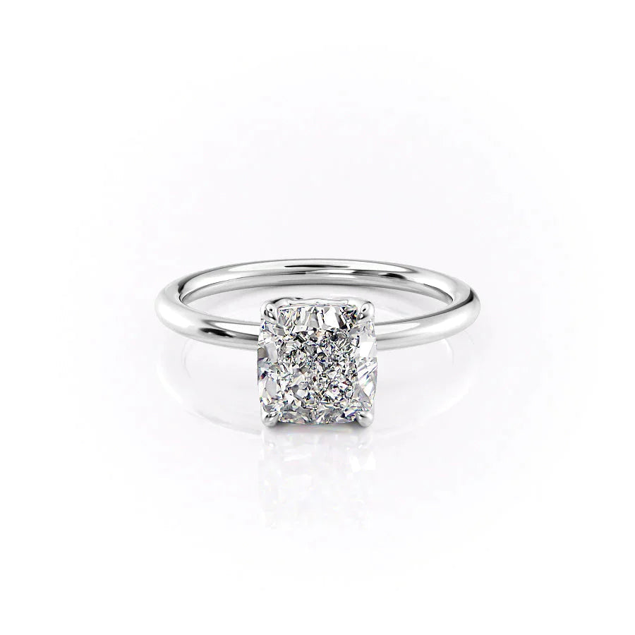 The Pave Alison Set  With A 1 Carat Cushion 14K White Gold Moissanite