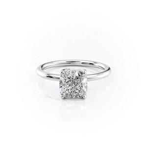 The Pave Alison Set  With A 1 Carat Cushion 18K White Gold Moissanite