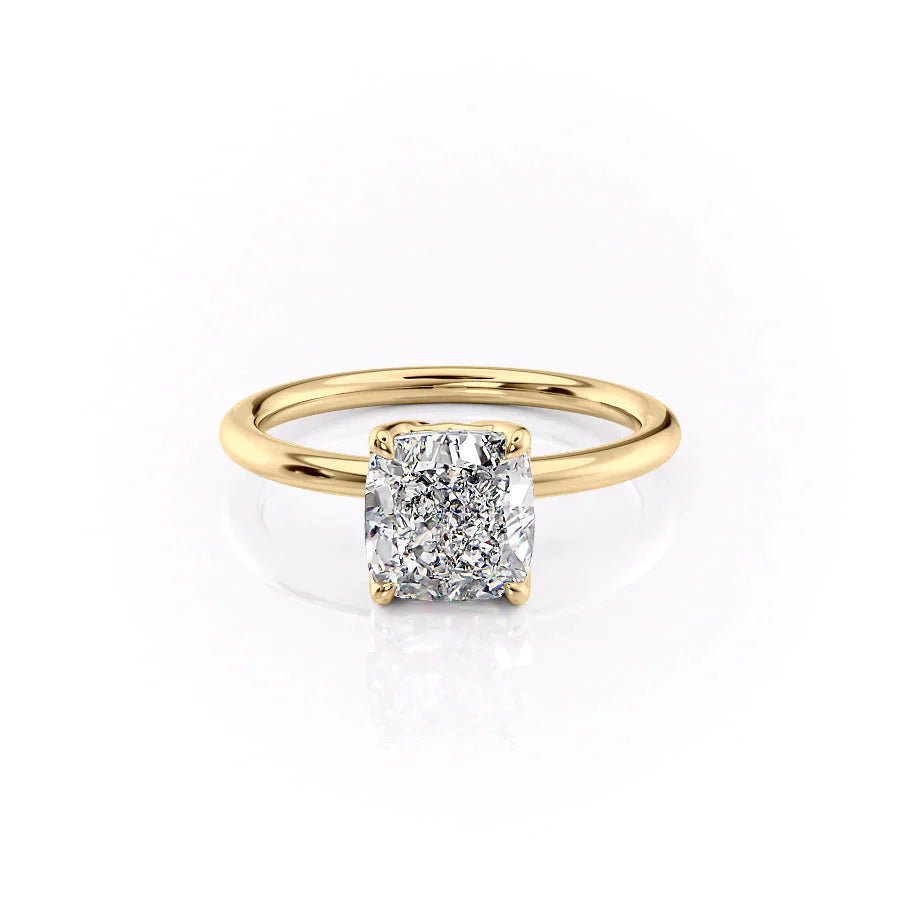 The Pave Alison Set  With A 3 Carat Cushion 18K Yellow Gold Moissanite