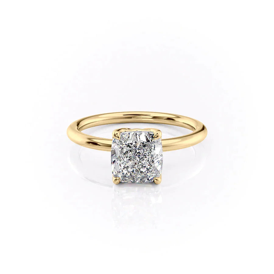The Pave Alison Set  With A 1 Carat Cushion 14K Yellow Gold Moissanite