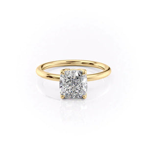 The Pave Alison Set  With A 1 Carat Cushion 14K Yellow Gold Moissanite