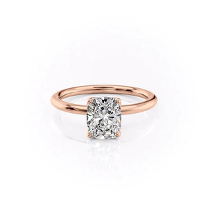 The Pave Alison Set  With A 2 Carat E. Cushion 14K Rose Gold Moissanite