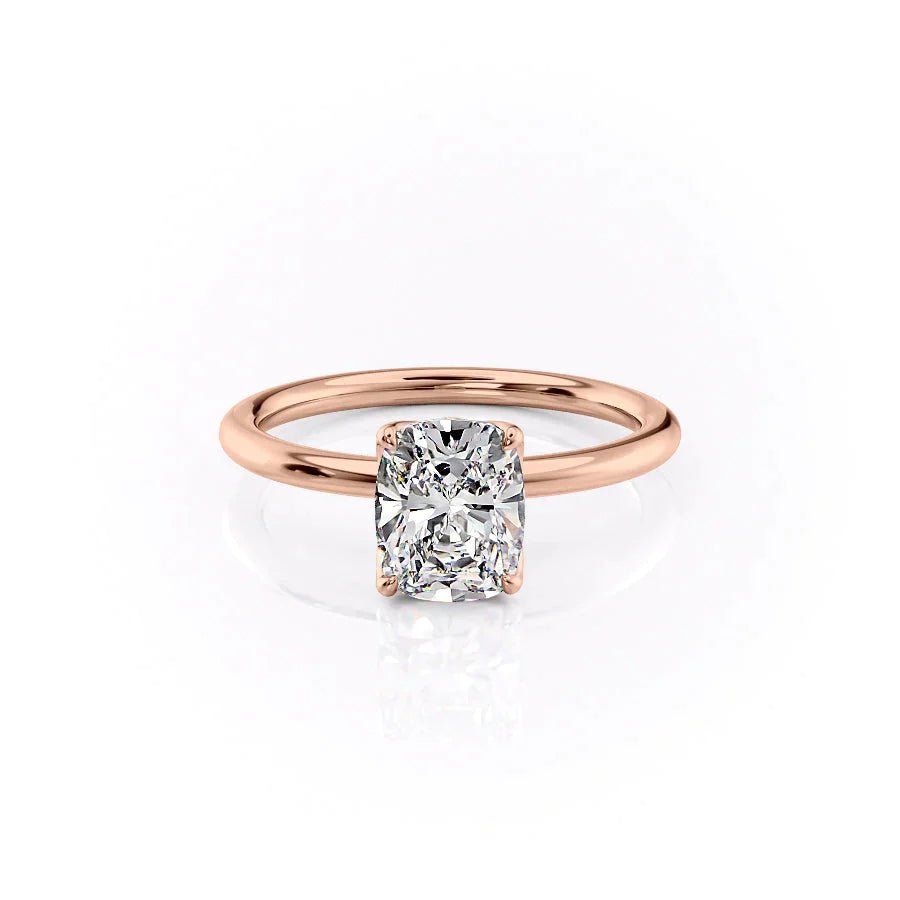 The Pave Alison Set  With A 1.5 Carat E. Cushion 14K Rose Gold Moissanite