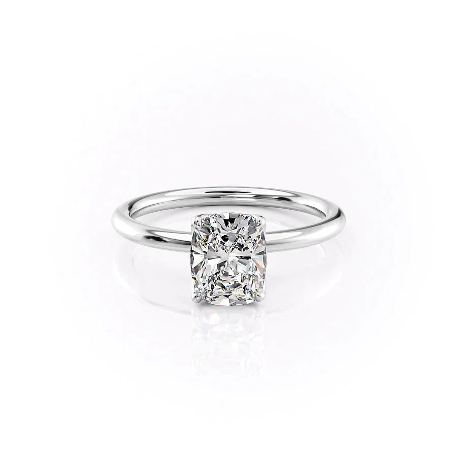 The Pave Alison Set  With A 2 Carat E. Cushion 14K White Gold Moissanite