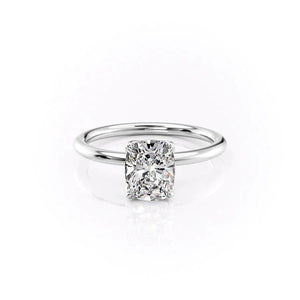 The Pave Alison Set  With A 2.5 Carat E. Cushion 18K White Gold Moissanite