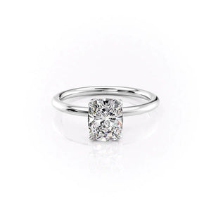 The Pave Alison Set  With A 1 Carat E. Cushion 18K White Gold Moissanite