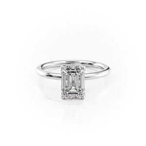 The Pave Alison Set  With A 2.5 Carat Emerald 14K White Gold Moissanite