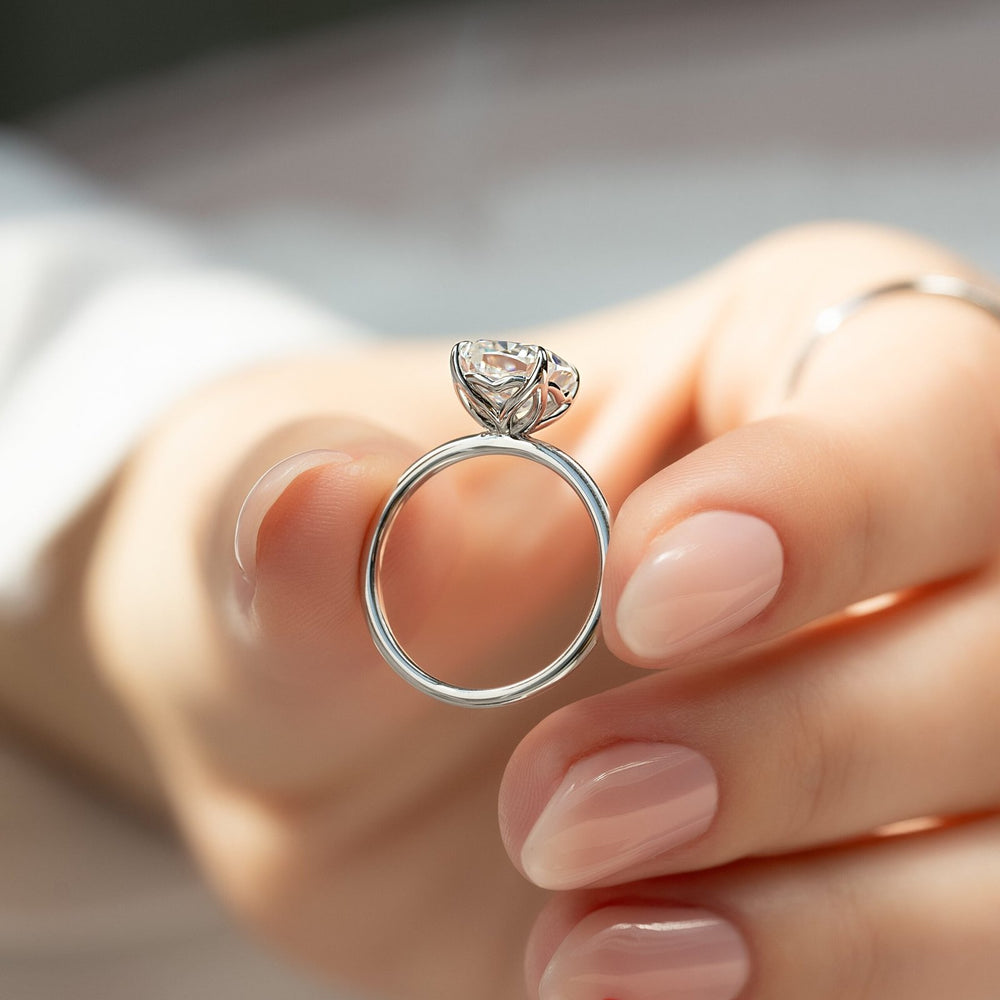 The Pave Alison Set  With A 3 Carat Cushion 14K White Gold Moissanite